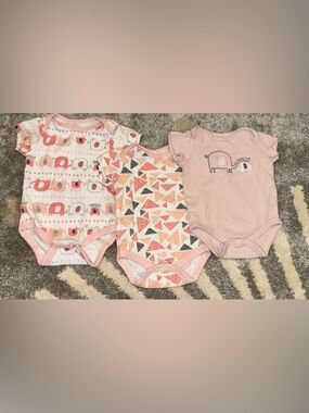 Chick Pea 3-6 Months Baby Girls Pink One-Piece Bodysuit 3 pack